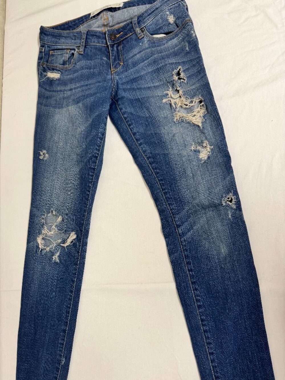 Abercrombie & Fitch Womens Skinny Jeans Distressed Ripped Medium Wash W25 L31